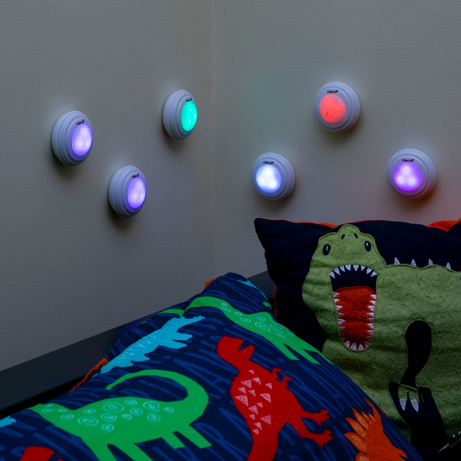 LitezAll® RGB Remote Controlled Puck Light 6 Pack