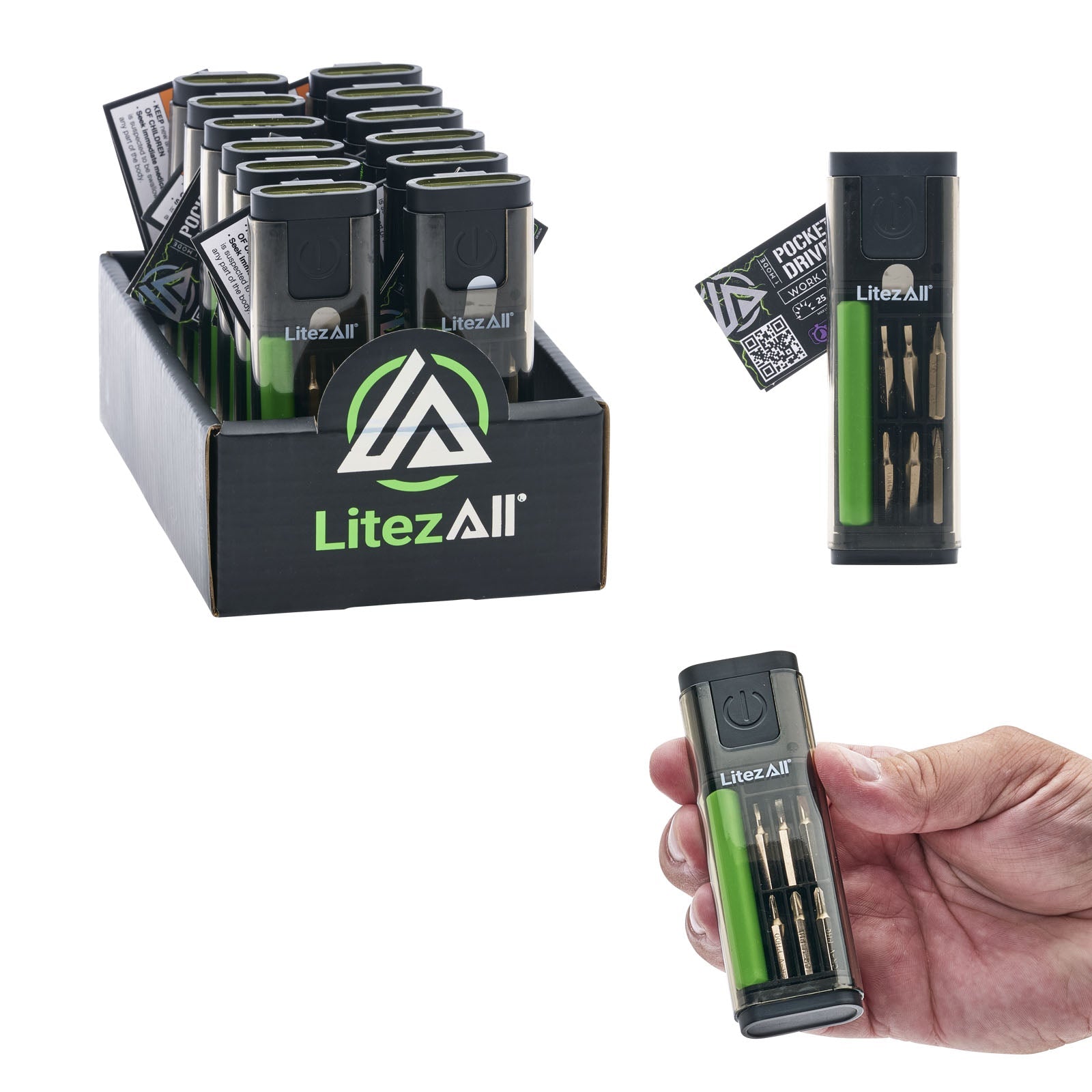 LitezAll® Compact Screwdriver Set with Integrated Flashlight
