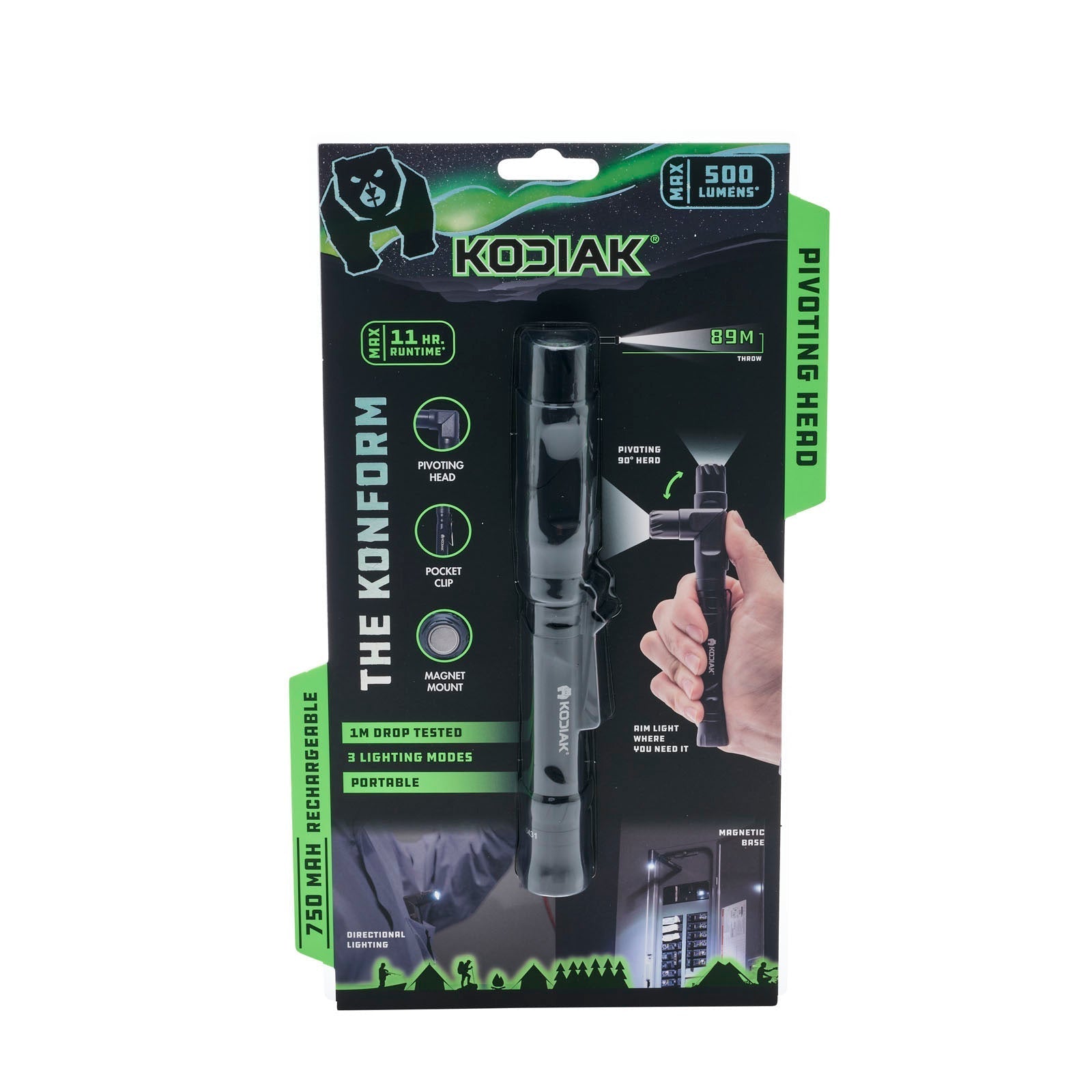 Kodiak® 500 Lumen Konform Dual Power Rechargeable Torch With Pivoting Head