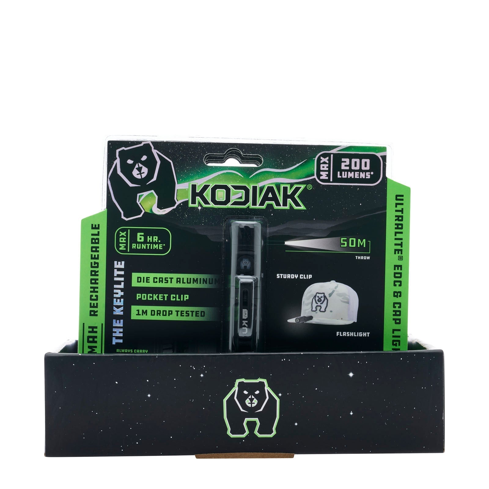 Kodiak® 200 Lumen Keylite Rechargeable Keychain Torch with Clip