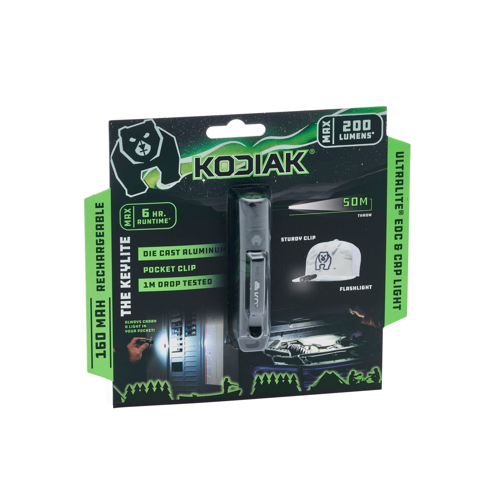 Kodiak® 200 Lumen Keylite Rechargeable Keychain Torch with Clip