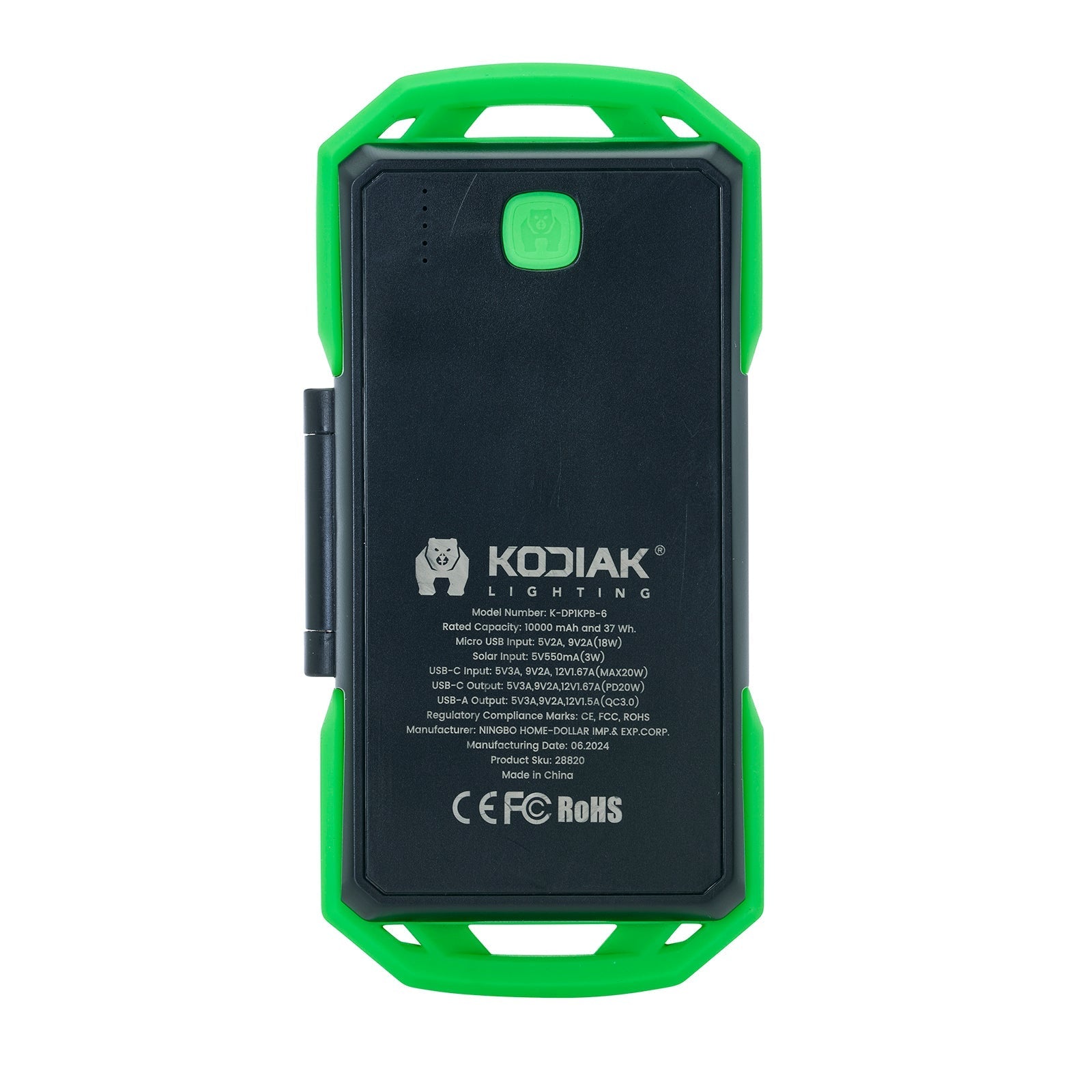 Kodiak® Klutch® 10000 mAh Power Bank with USB or Solar Charging and 1100 Lumen Work Light