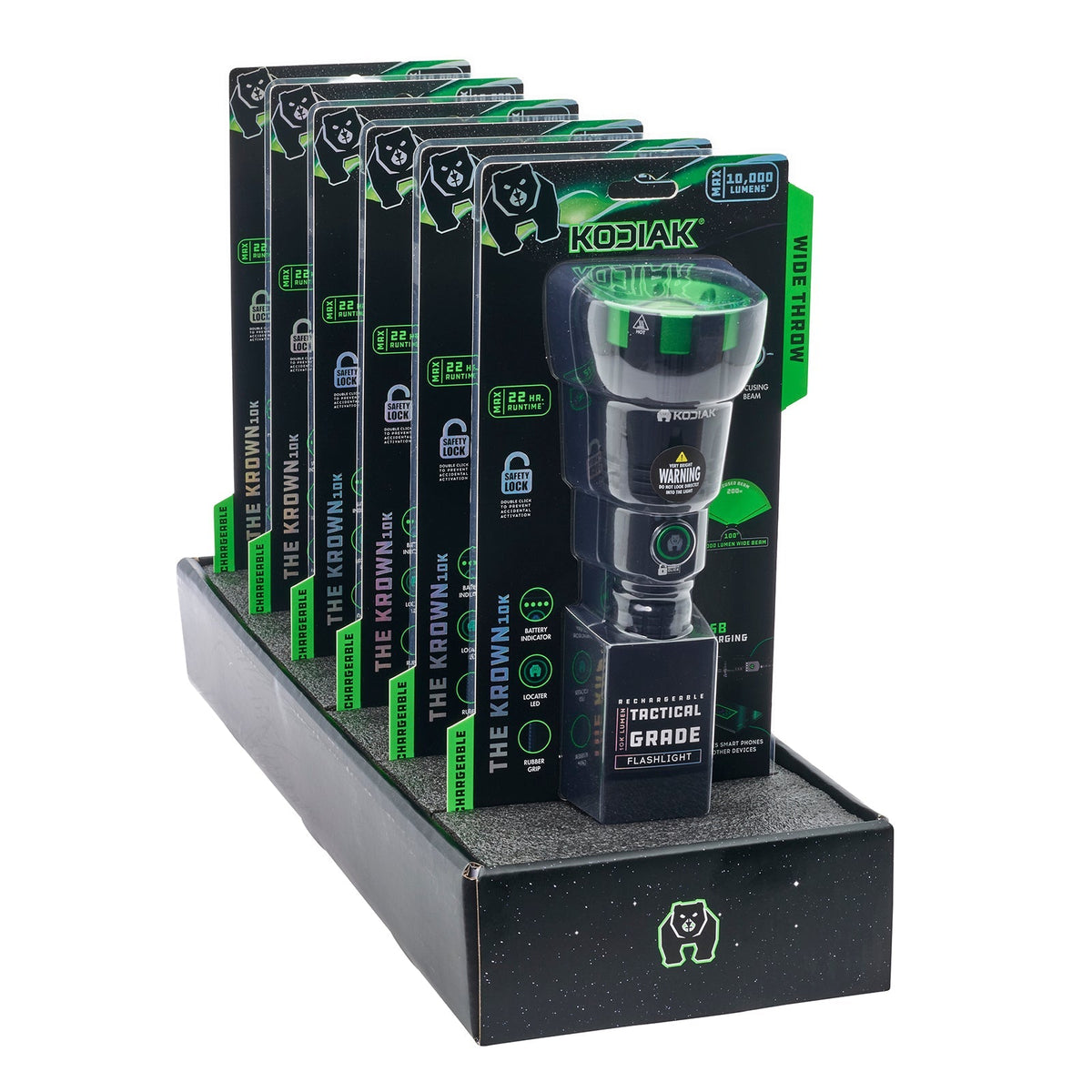 Kodiak® Krown Rechargeable 10000Lumen Tactical Flashlight with Power Bank