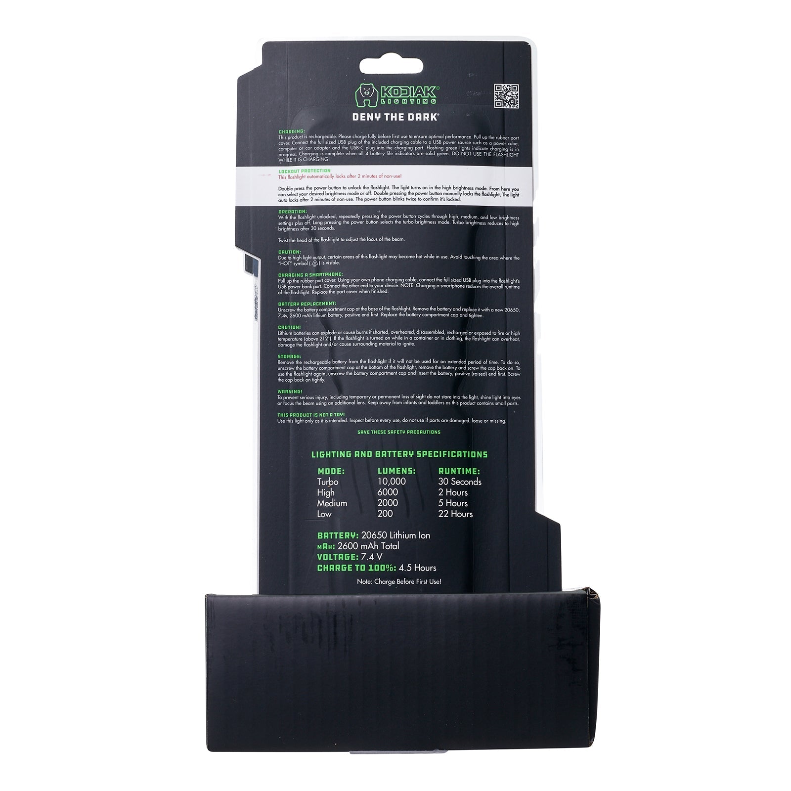 Kodiak® Krown Rechargeable 10000Lumen Tactical Flashlight with Power Bank