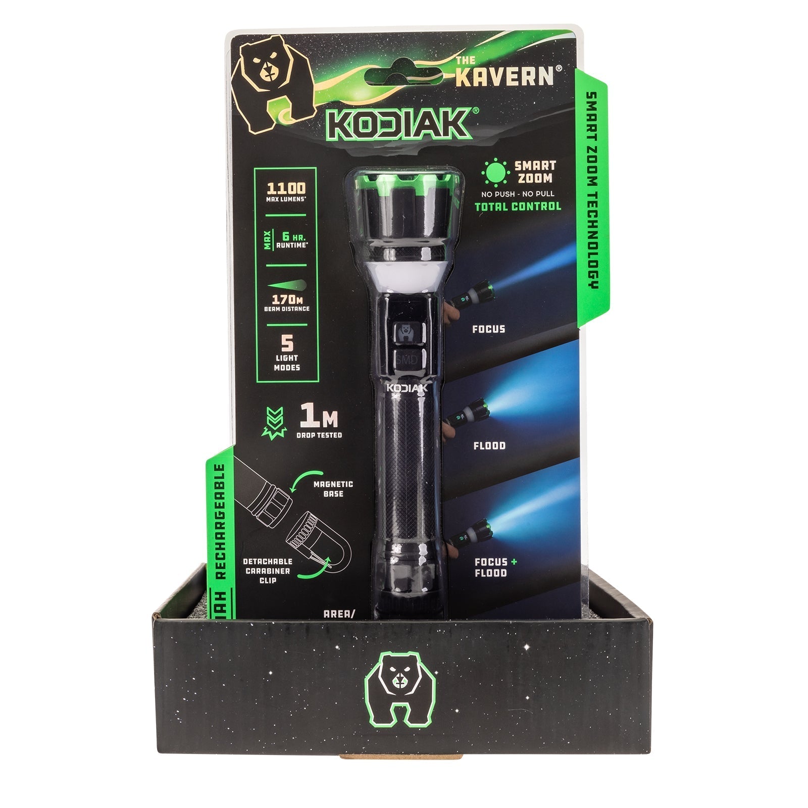 Kodiak® 1,000 Lumen Kavern Smart Focus Rechargeable Torch Lantern