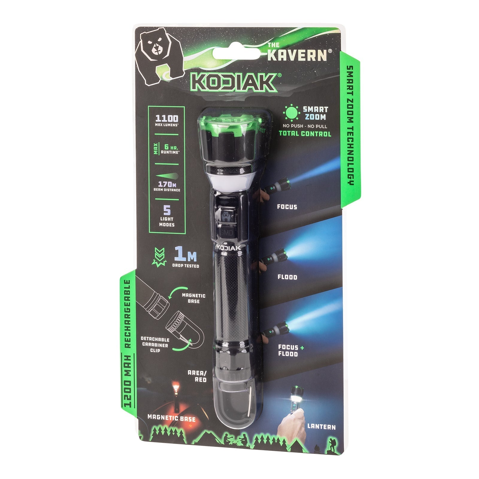 Kodiak® 1,000 Lumen Kavern Smart Focus Rechargeable Torch Lantern