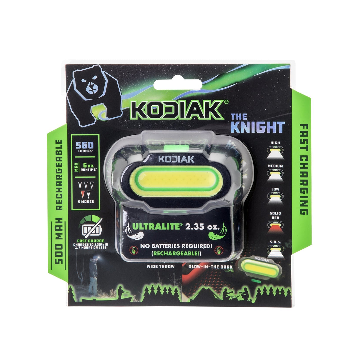 Kodiak® Knight Rechargeable 560 Lumen 5 Mode Headlamp