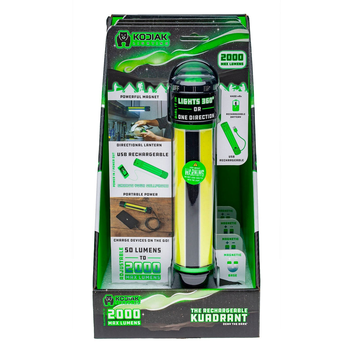 Kodiak® Rechargeable Kuadrant® 2000 Lumen COB LED Lantern