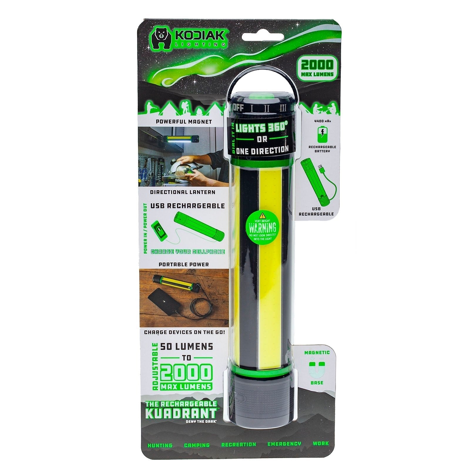 Kodiak® Rechargeable Kuadrant® 2000 Lumen COB LED Lantern