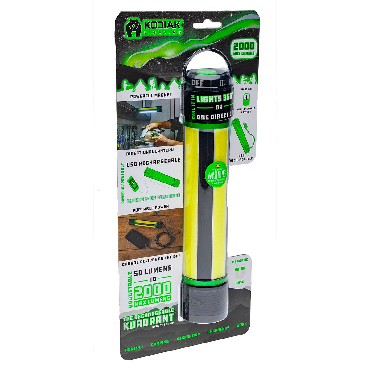 Kodiak® Rechargeable Kuadrant® 2000 Lumen COB LED Lantern
