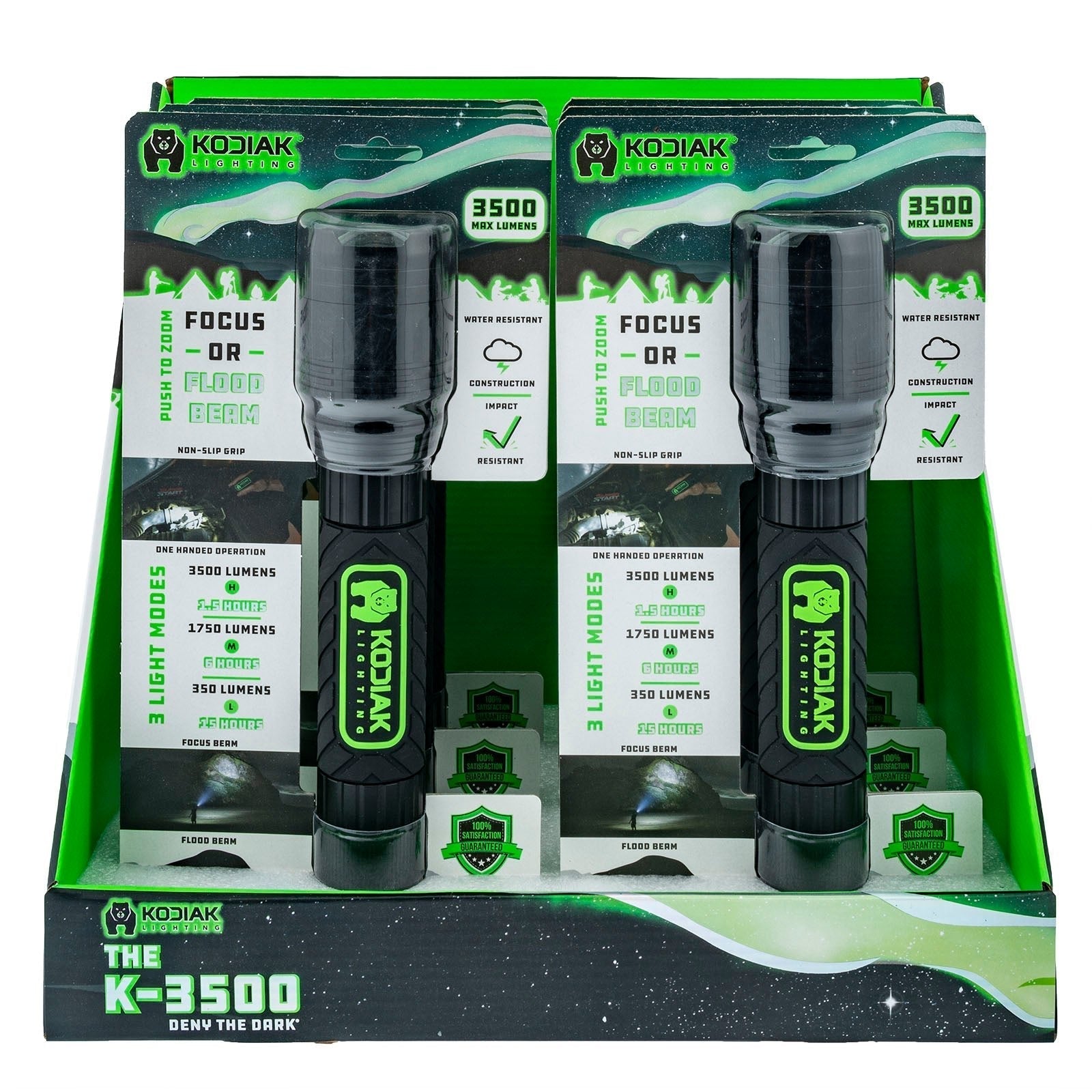 Kodiak® 3500 Lumen Rubber Grip Tactical Flashlight