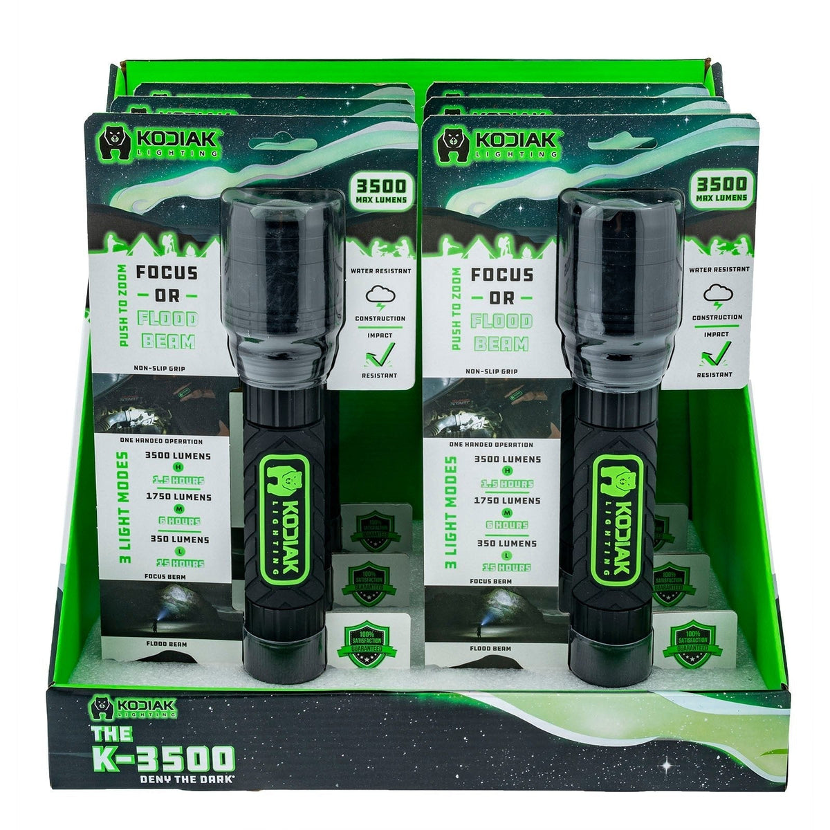 Kodiak® 3500 Lumen Rubber Grip Tactical Flashlight