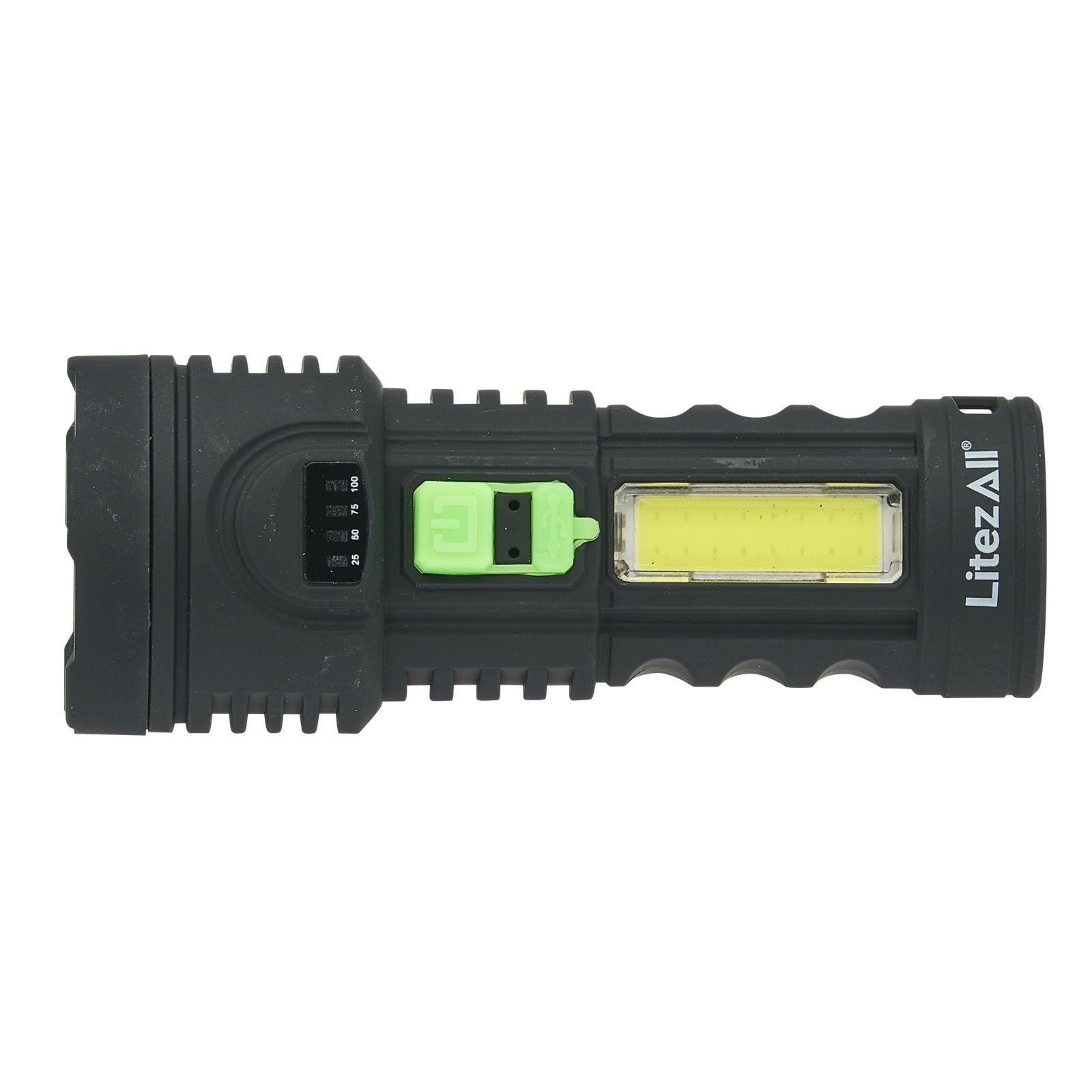 LitezAll TPR Coated Rechargeable Flashlight with Work Light - LitezAll - Tactical Flashlights - 2