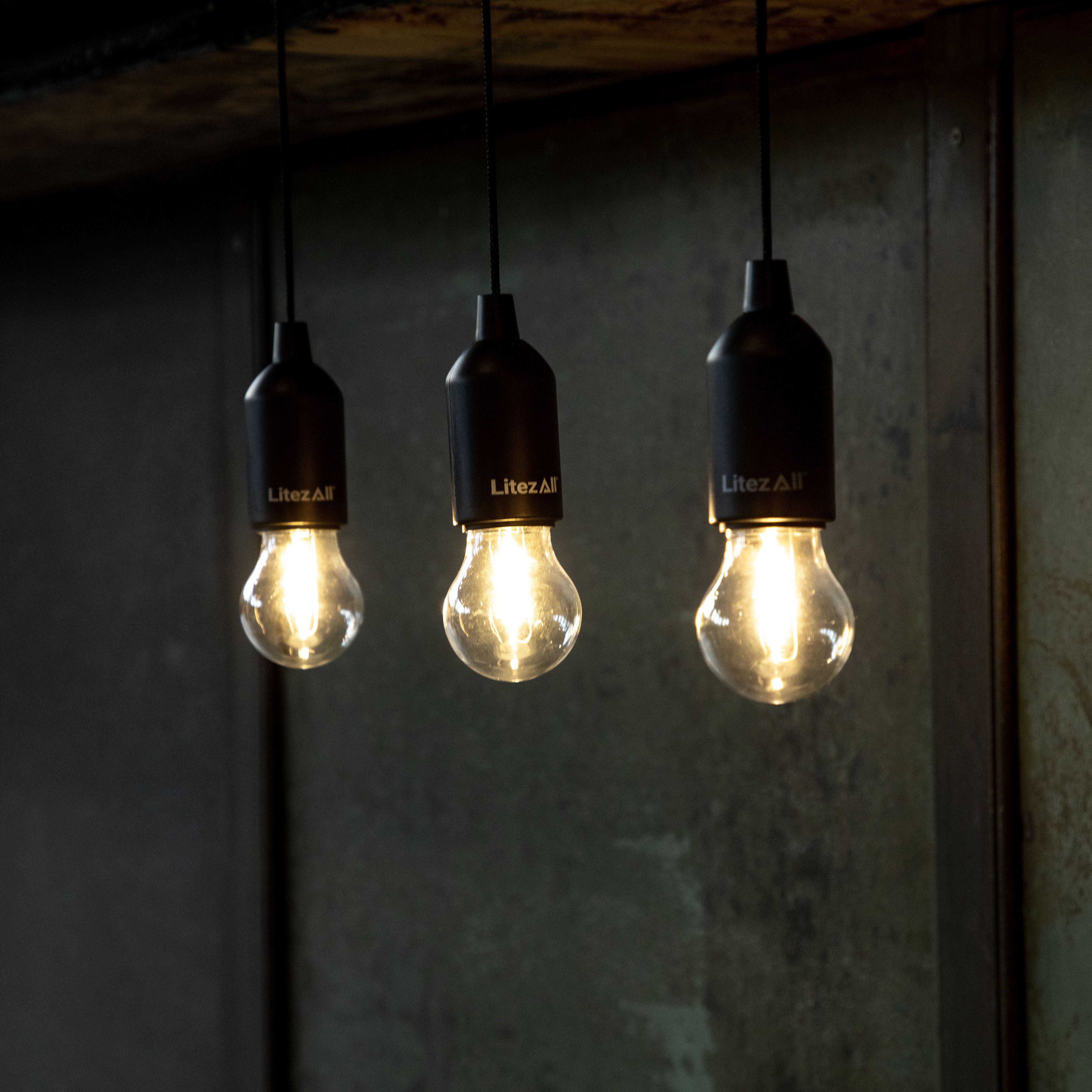 LitezAll® Pull String Warm White Battery Powered Bulb 3 Pack