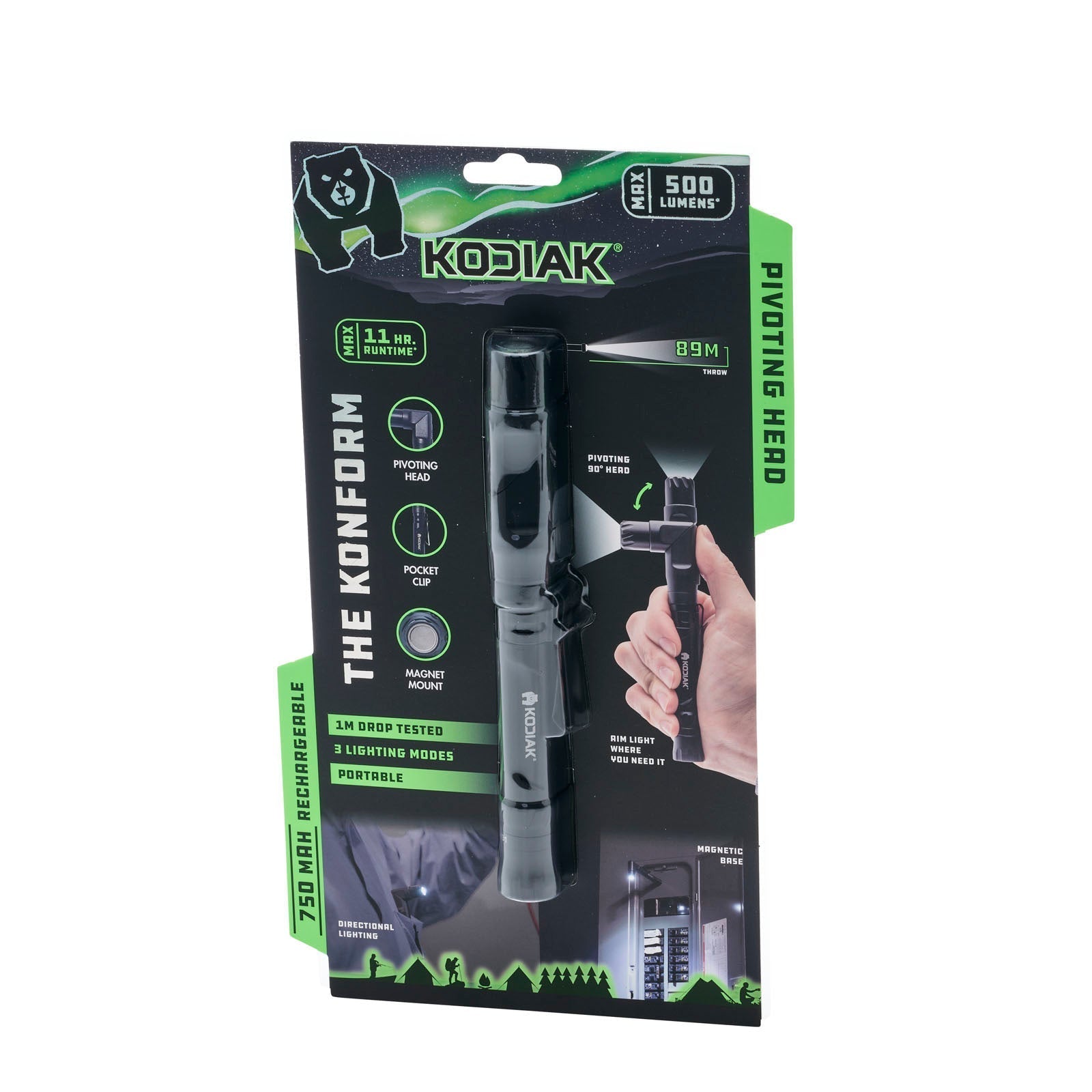 Kodiak® 500 Lumen Konform Dual Power Rechargeable Torch With Pivoting Head