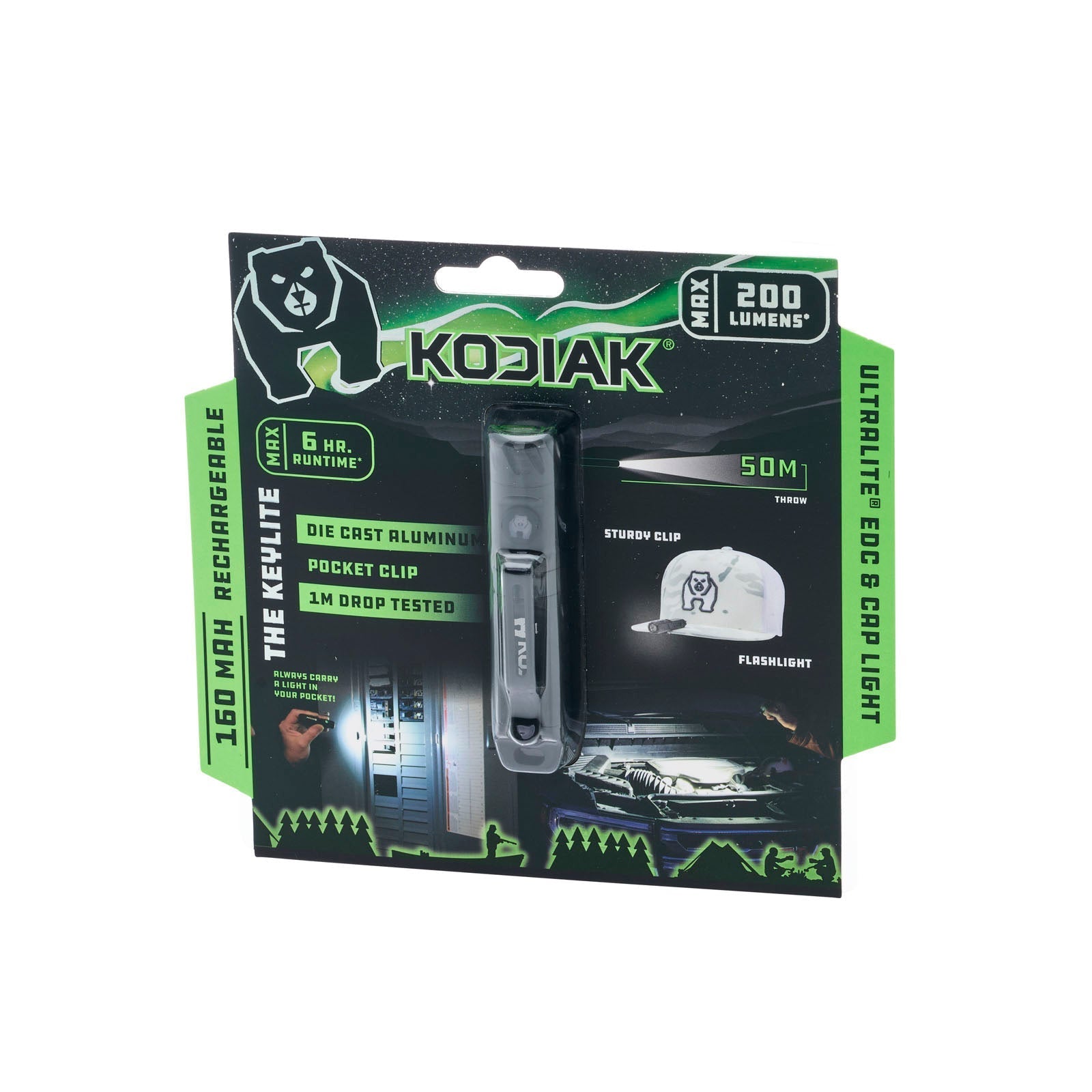 Kodiak® 200 Lumen Keylite Rechargeable Keychain Torch with Clip