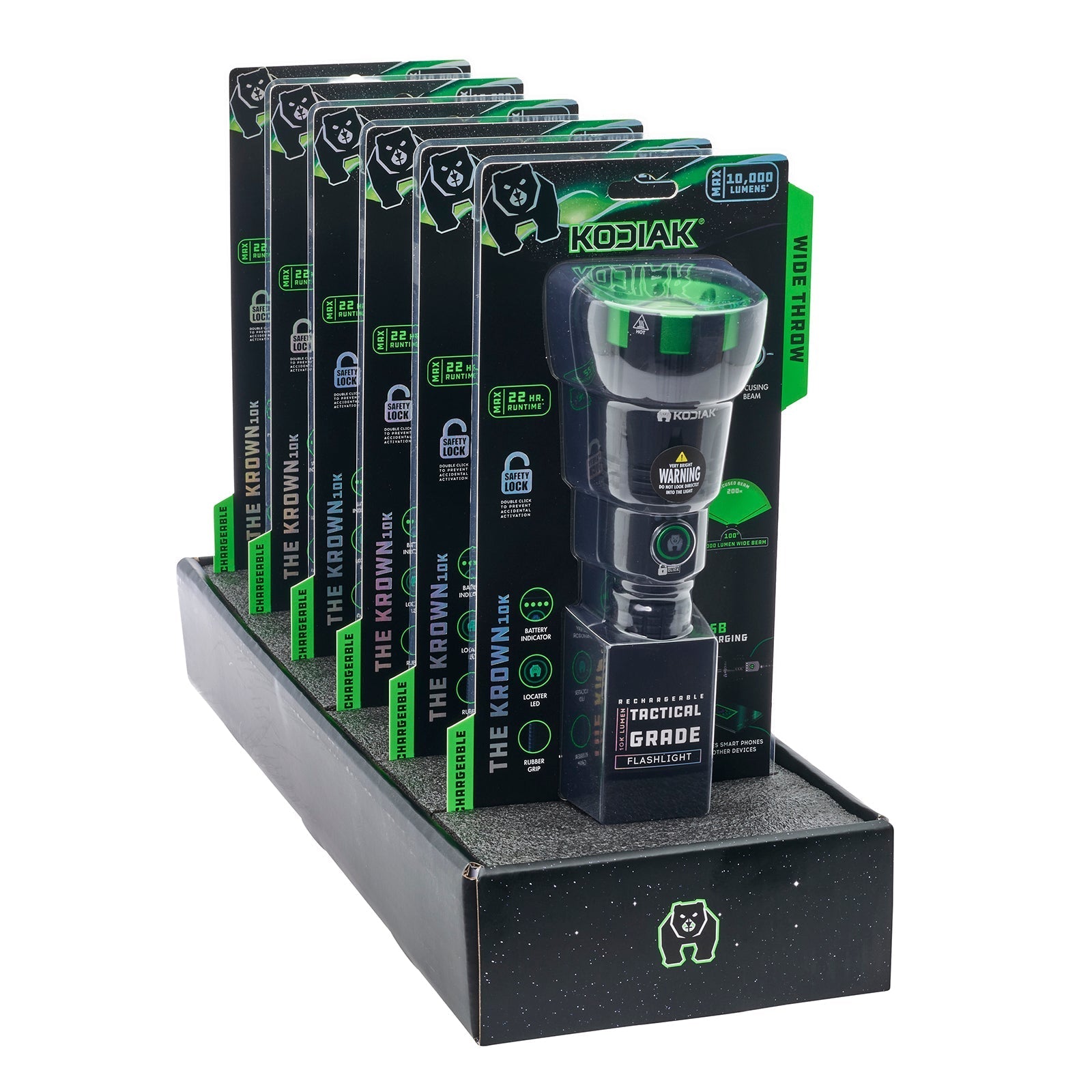 Kodiak® Krown Rechargeable 10000Lumen Tactical Flashlight with Power Bank