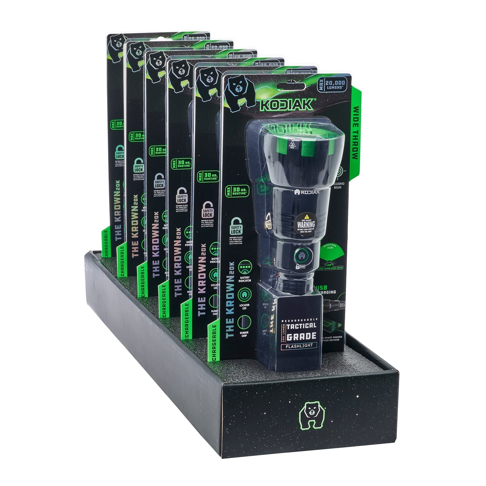 Kodiak® Krown Rechargeable 20000 Lumen Tactical Flashlight with Power Bank
