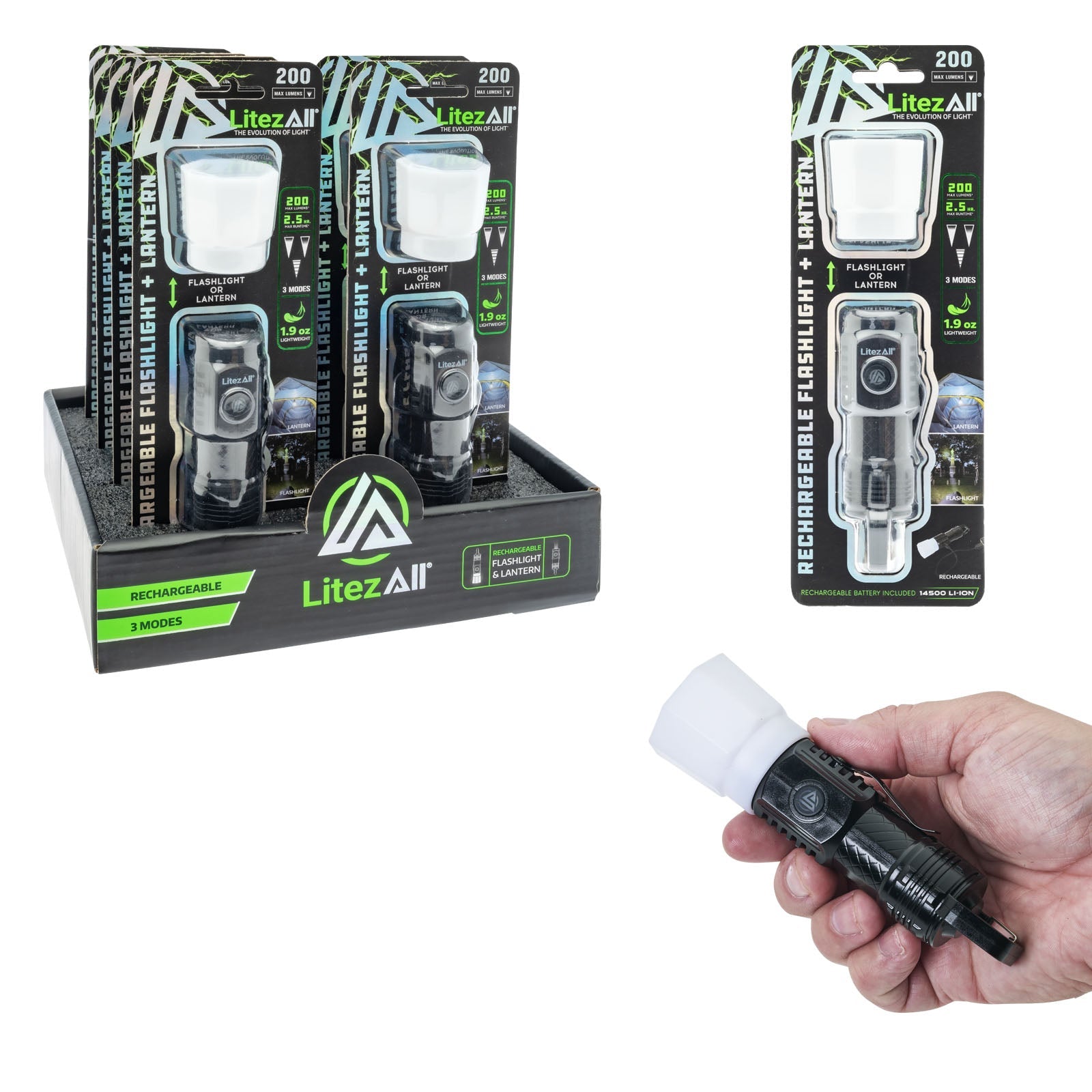 LitezAll Rechargeable Pocket Flashlight with Removable Shade - LitezAll - Flashlights - 1