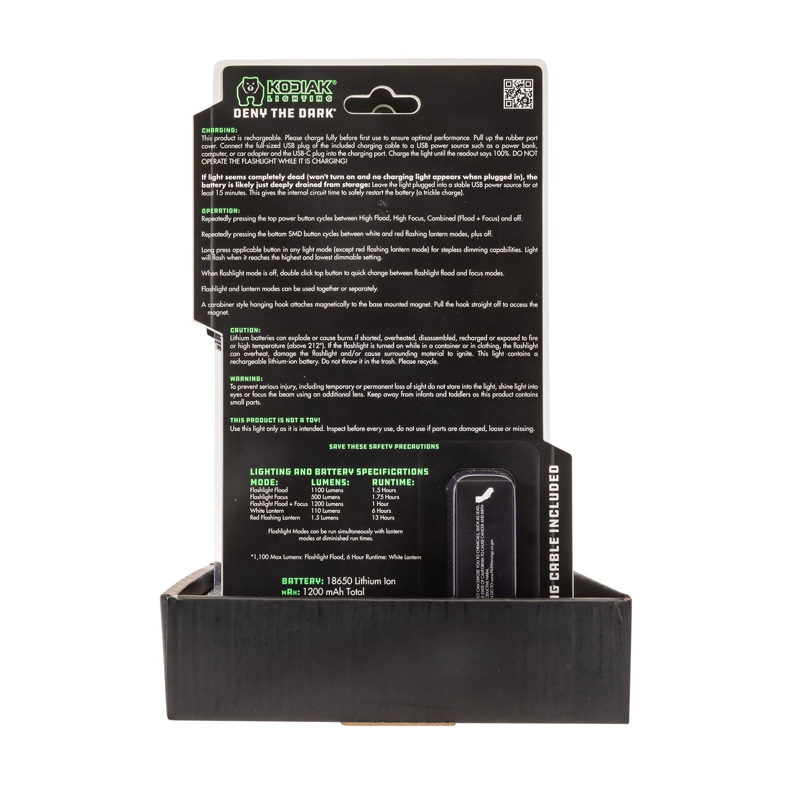 Kodiak® 1,000 Lumen Kavern Smart Focus Rechargeable Torch Lantern