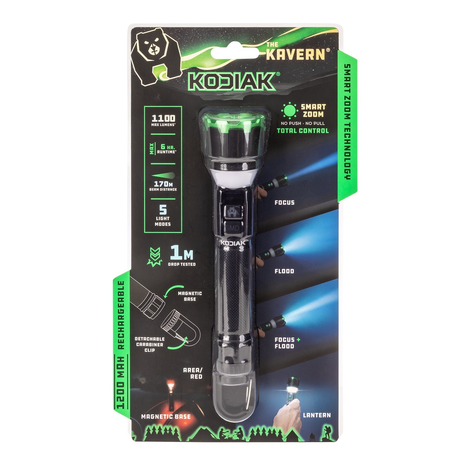 Kodiak® 1,000 Lumen Kavern Smart Focus Rechargeable Torch Lantern