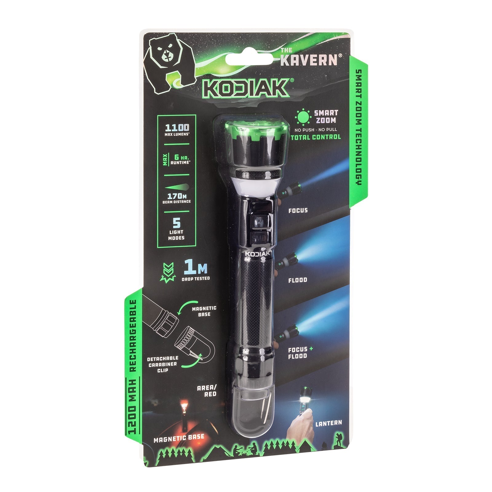 Kodiak® 1,000 Lumen Kavern Smart Focus Rechargeable Torch Lantern