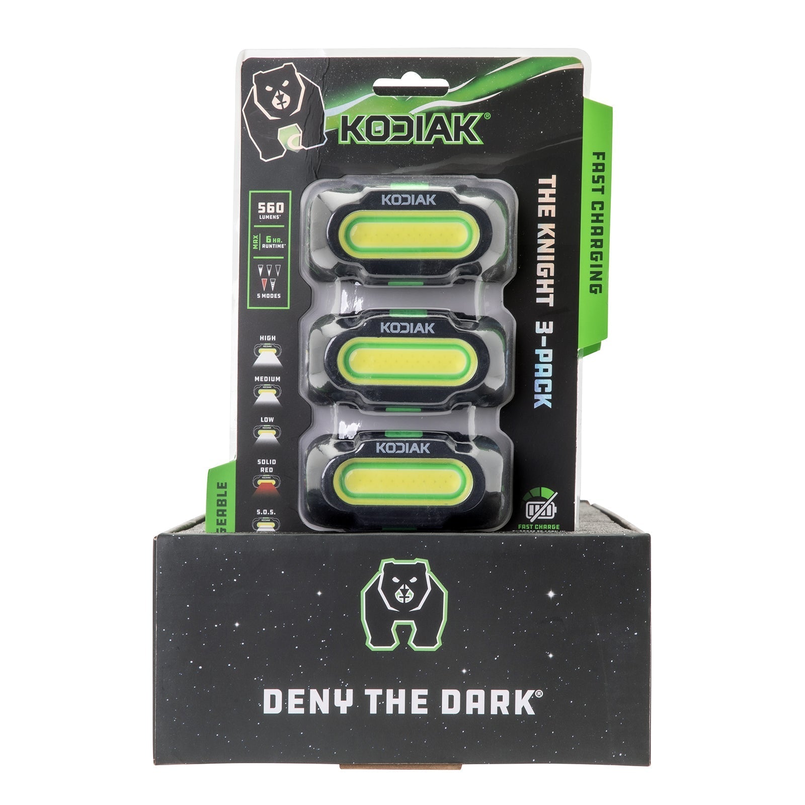Kodiak® Knight Rechargeable 560 Lumen 5 Mode Headlamp 3 Pack