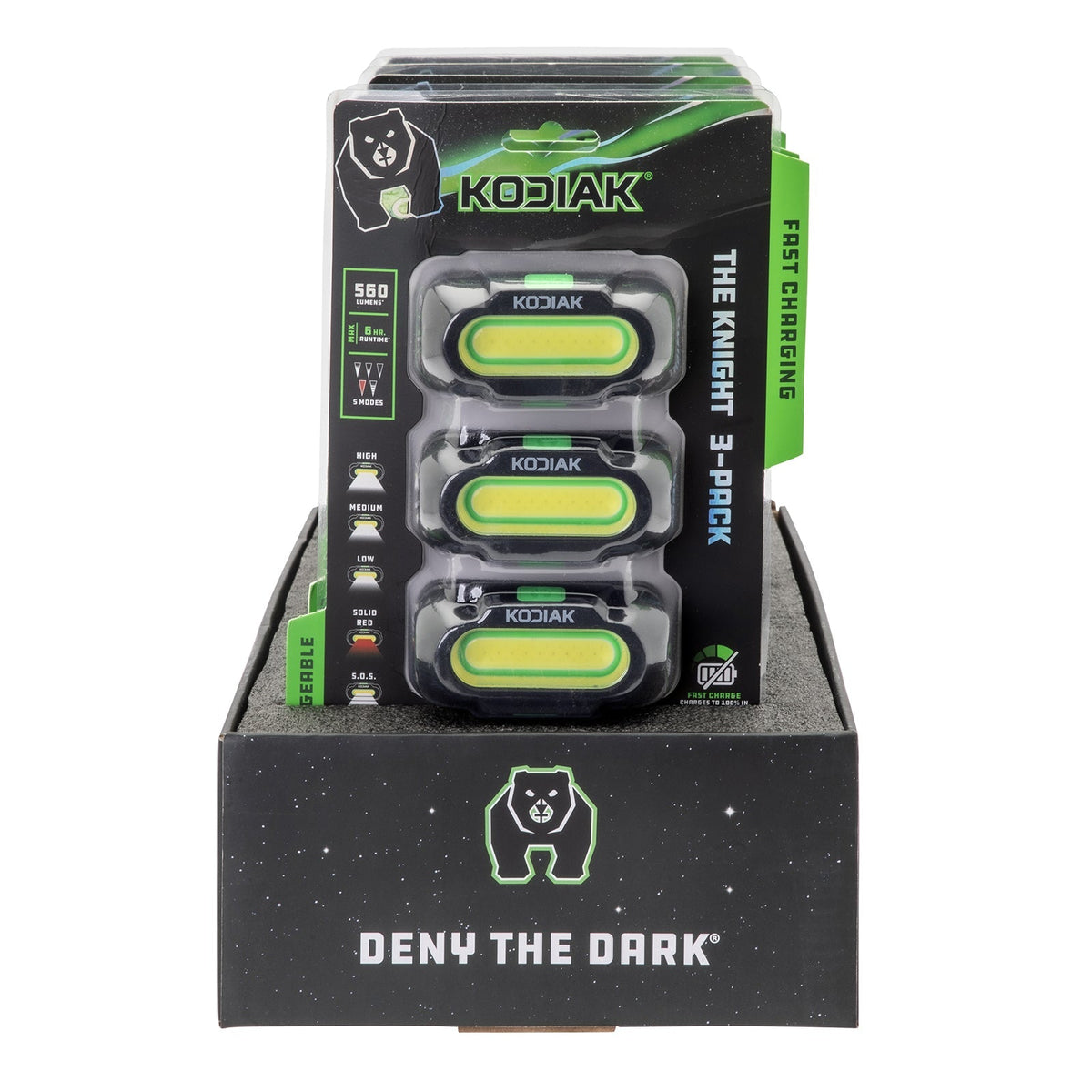 Kodiak® Knight Rechargeable 560 Lumen 5 Mode Headlamp 3 Pack