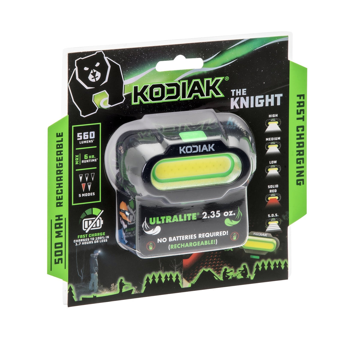 Kodiak® Knight Rechargeable 560 Lumen 5 Mode Headlamp