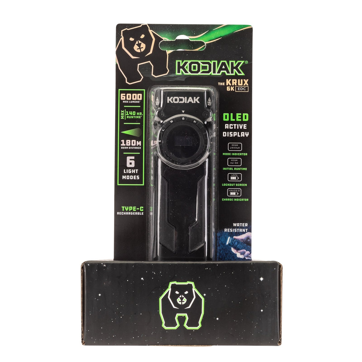 Kodiak® 6,000 Lumen Krux Rechargeable EDC Torch with LCD
