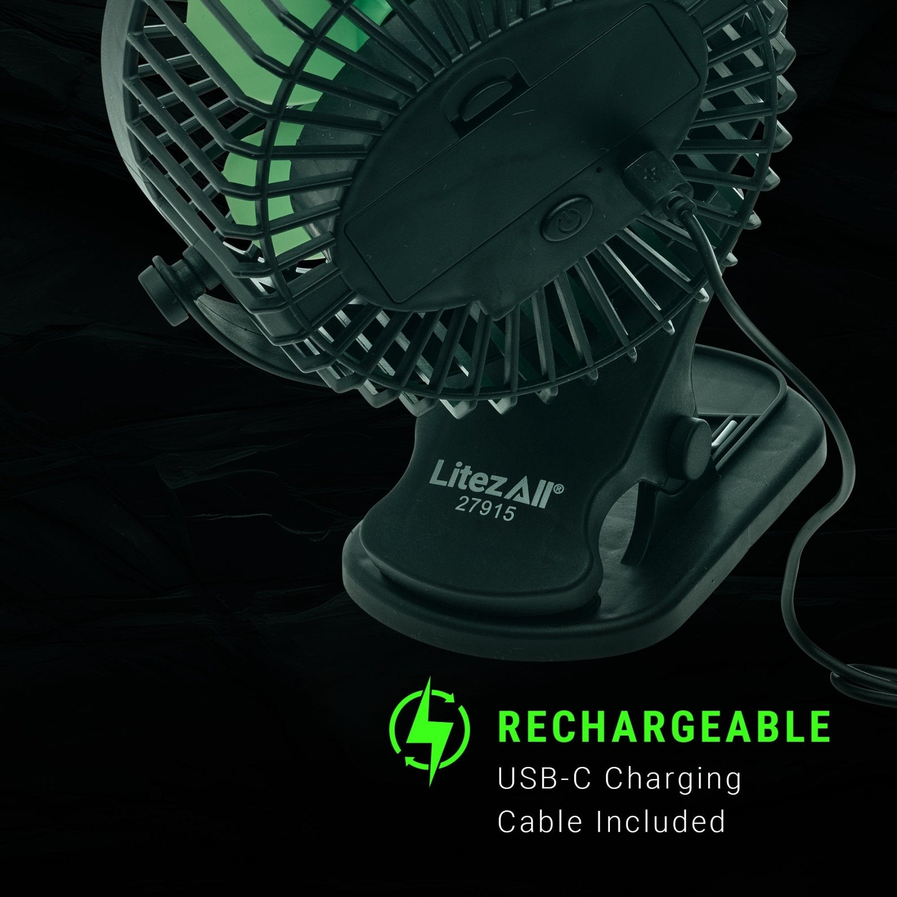 LitezAll® Rechargeable Clip On Fan with Light - LitezAll - Novelties - 7